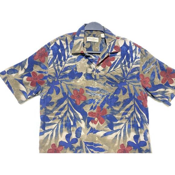 Caribbean Silk Blend Button Up Shirt Men's Size Medium Short Sleeve - Picture 5 of 7